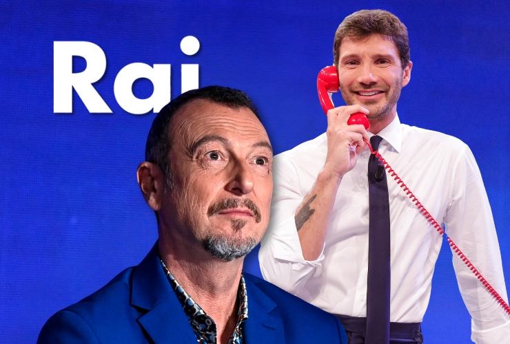 Amadeus, Stefano De Martino e logo Rai