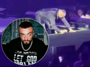Guè Pequeno cade in una botola aperta sul palco: il momento choc che ha fatto il giro del web