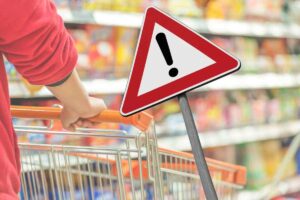supermercato e simbolo pericolo
